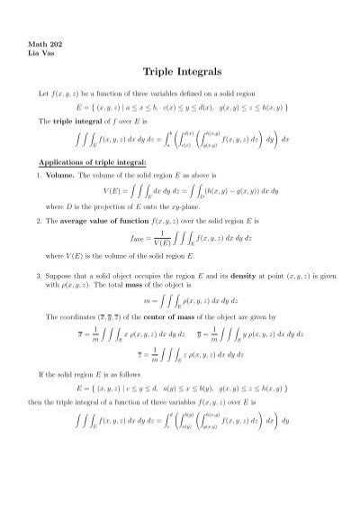 Triple Integrals