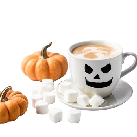 Morning Holiday Coffee For Halloween With Marshmallows, Mocha, Coffee Milk, Latte PNG ...
