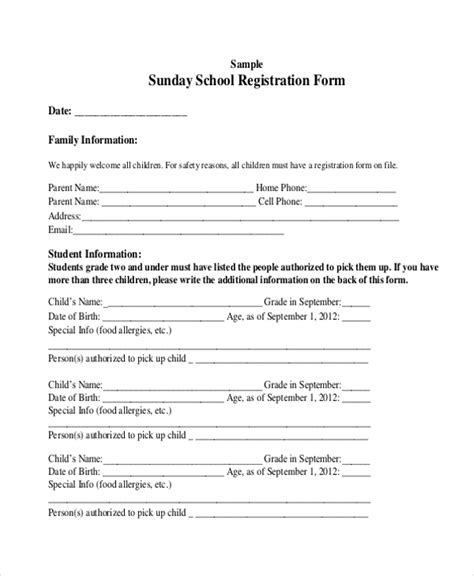 School Registration Form Template Word