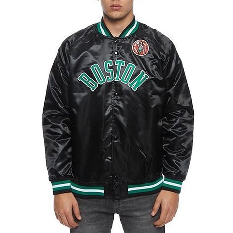 Black/Green Satin Boston Celtics Lightweight Jacket - Jackets Masters