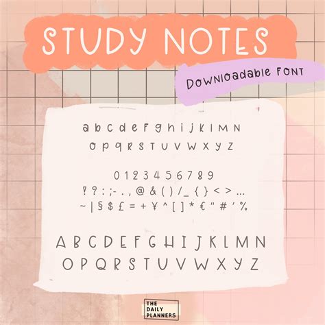 Study Notes Downloadable Font .ttf .otf files Sans Serif | Etsy