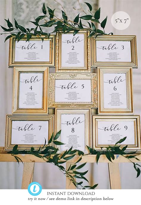 5x7 Wedding Seating Chart Template Calligraphy table Seating | Etsy | Seating chart wedding ...