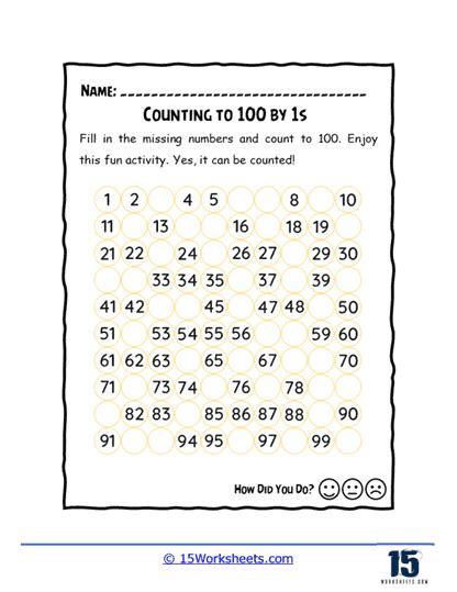 Counting to 100 By 1s Worksheets - 15 Worksheets.com