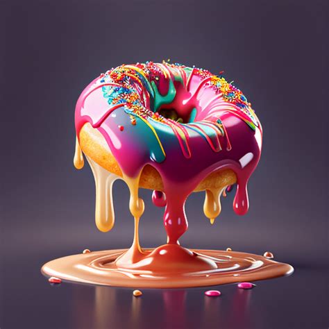 Donut With Jelly Dripping Food Art, Digital, Prints, Pink & Blue, Colorful, Food Photography - Etsy