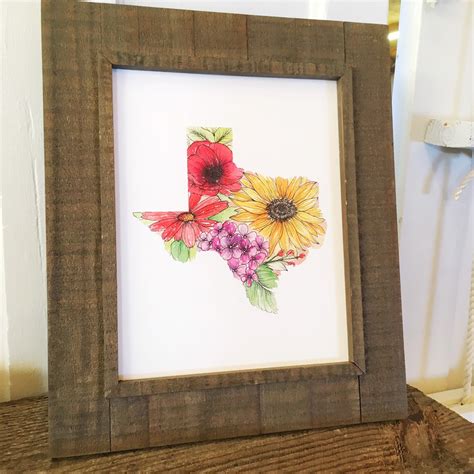 Hand Painted Watercolor Floral Texas - Etsy