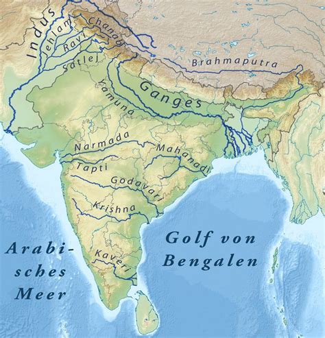 Physical Map Of India Rivers