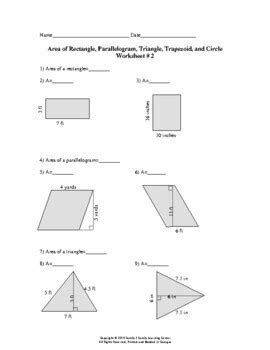 Area Of Rectangles And Parallelograms Worksheet