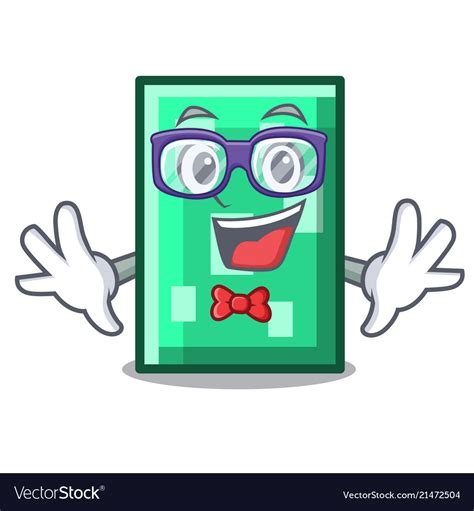 Geek rectangle character cartoon style Royalty Free Vector