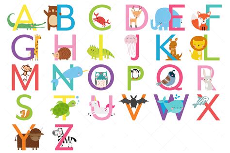 This colorful set features 26 images of animals paired with uppercase letters. What you will ...