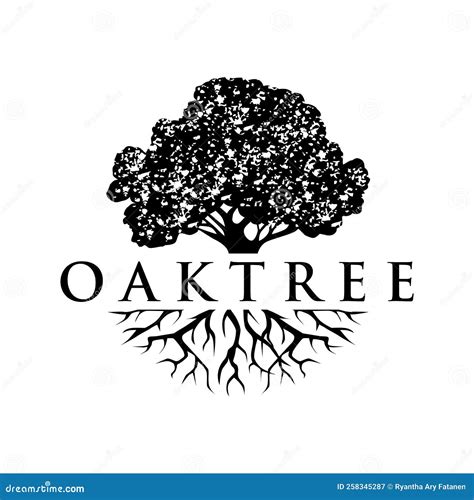 Oak tree roots logo stock vector. Illustration of vector - 258345287