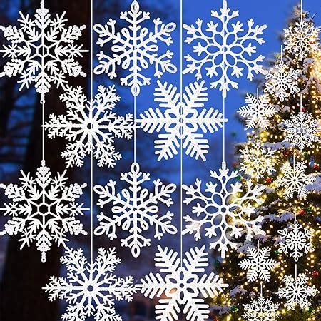 Amazon.com: 10 Pieces Large Snowflakes Ornaments 12'' Sparkling ...