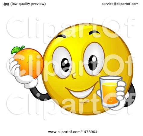 Clipart of a Healthy Yellow Smiley Face Emoji Holding a Glass of Orange ...