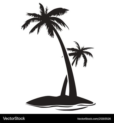 Palm tree island silhouette Royalty Free Vector Image