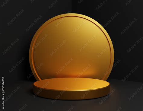 Abstract Podium With Lighting Gold Color On A Golden Background Podium ...