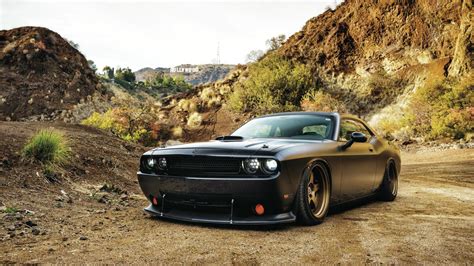 Matte black Dodge Challenger wallpaper - backiee