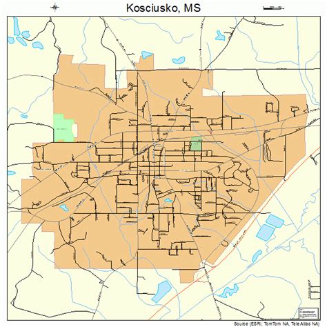 Kosciusko Mississippi Street Map 2838320