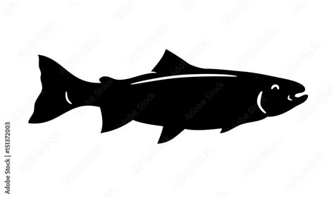 Simple vector fish silhouette trout Stock Vector | Adobe Stock