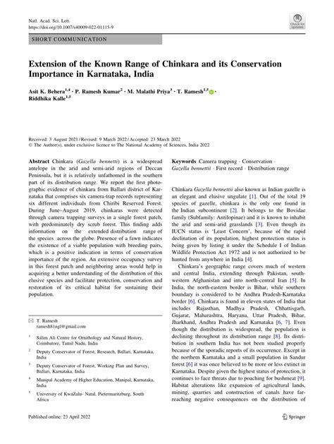 (PDF) Extension of the Known Range of Chinkara and its Conservation Importance in Karnataka, India