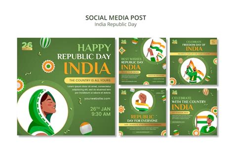 Premium PSD | Republic day celebration instagram posts template