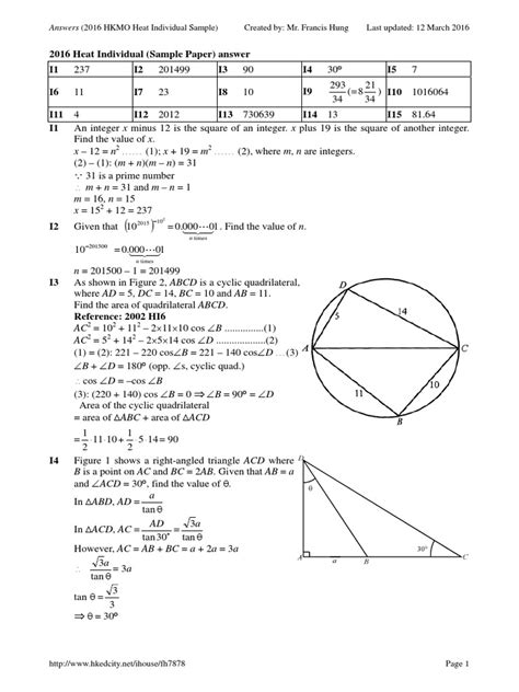 HKMO2016heatans.pdf | Euclidean Geometry | Euclidean Plane Geometry