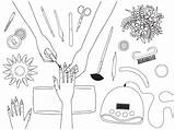 Vector Manicure Session coloring Page Illustration Hand Drawn  sketch template