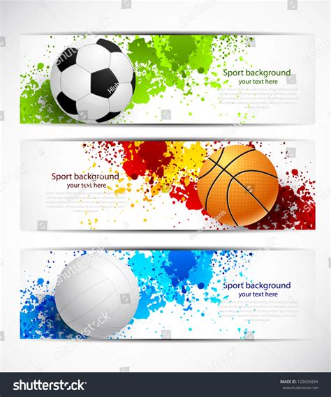 Set Of Sport Banners Stock Vector Illustration 129695894 : Shutterstock