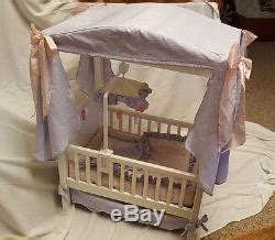 AMERICAN GIRL Bitty Baby DOLL CRIB with Canopy, Bedding, and Mobile