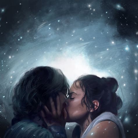 Rey and Kylo A Dyad in the Force Kiss Digital Art Poster - Etsy