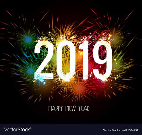 Happy new year 2019 fireworks colorful Royalty Free Vector