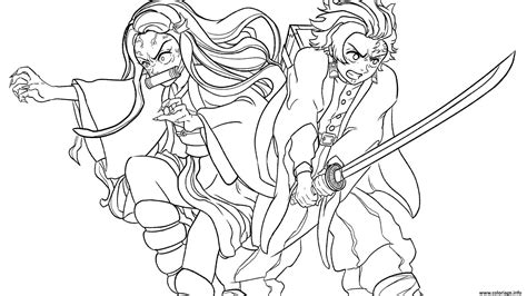 Slayer Nezuko Tanjiro Hashira Sketch Coloring Page