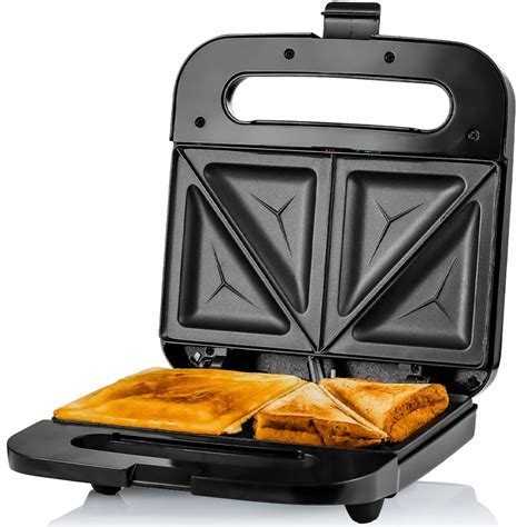 Ovente Electric Indoor Sandwich Grill Maker with Non-Stick Cast Iron Grilling Plates, 750W ...