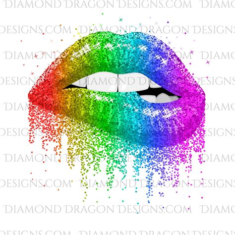 Dripping Glitter Lips, Rainbow Lips, Glitter Biting Lips, Pride, Rainbow, Digital Image Download ...