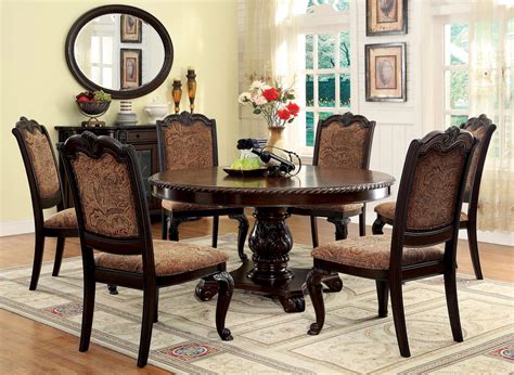 60" Bellagio Brown Cherry Round Dining Table Set | Seating for 6