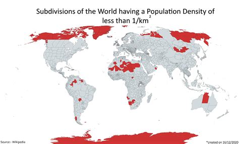 Extremely sparsely populated subdivisions of the World : r/Maps