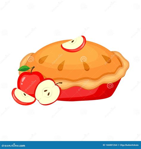 Apple Pie Vector Illustration Isolated on White Background. Stock Vector - Illustration of ...