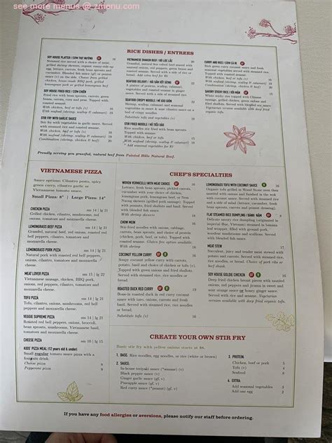 Menu at Soy House pizzeria, Bellingham, 400 W Holly St