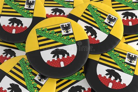 Pile of Saxony-Anhalt Flag Buttons, 3d Illustration Stock Illustration ...