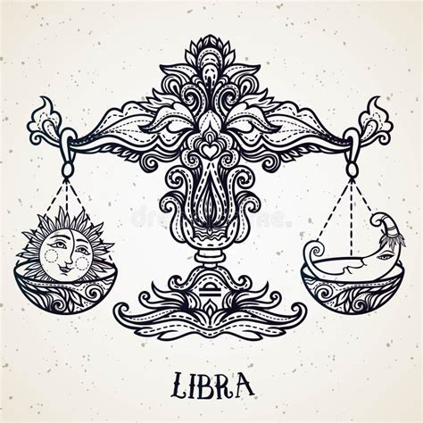 Zodiac Sign of Libra or Scales. Line Art Vector Illustration of ...