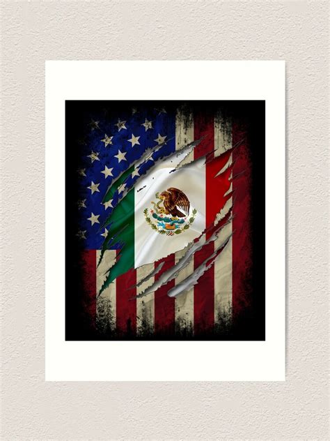 "Proud Mexican American - American Flag with the Mexican Flag inside show Mexican roots" Art ...