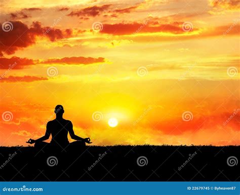 Yoga meditation at sunset stock image. Image of peace - 22679745