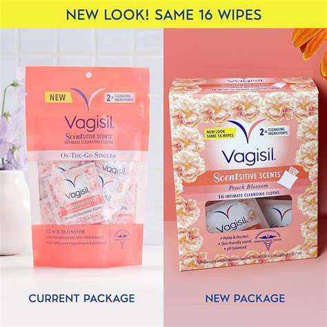 Vagisil Scentsitive Scents On-The-Go Feminine Cleansing Wipes - Peach Blossom - pH Balanced - 16 ...