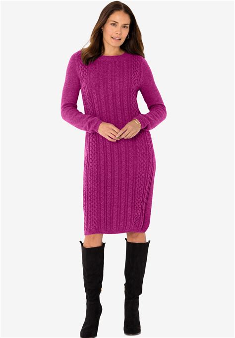 Cable Knit Sweater Dress| Plus Size Dresses | Woman Within