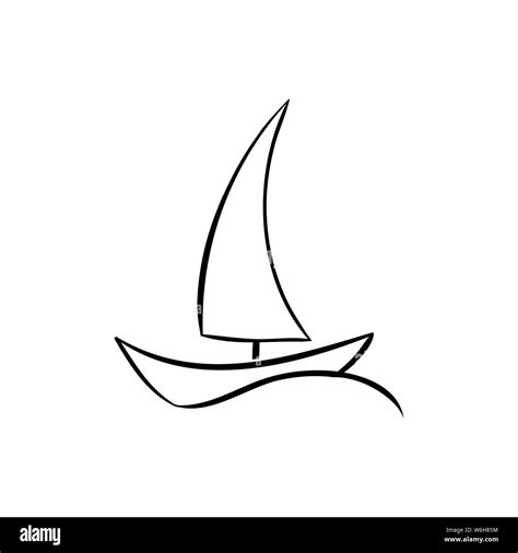 Sailboat black and white vector illustration. Ancient vessel with sails ...