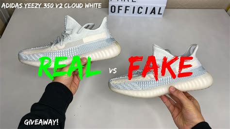 REAL VS FAKE! ADIDAS YEEZY 350 V2 CLOUD WHITE COMPARISON + GIVEAWAY! - YouTube