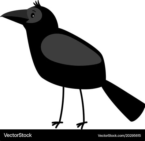 Raven cartoon bird icon Royalty Free Vector Image