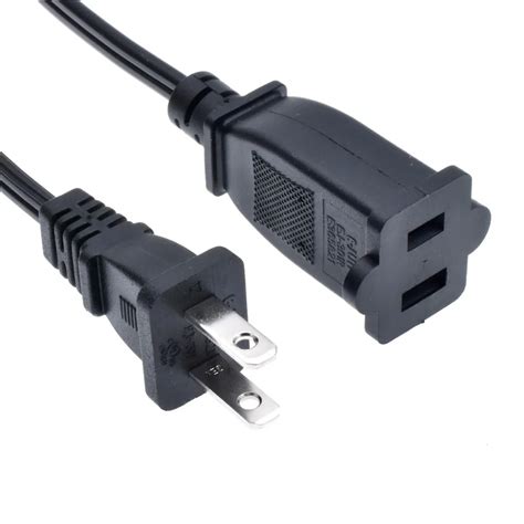 AC Power Cord 2m Two pin US Plug Cable Extension Cords US Type Adapter Black Line For Wall ...