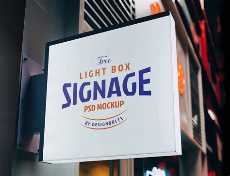 Free Square Light Box Signage Mockup (PSD)