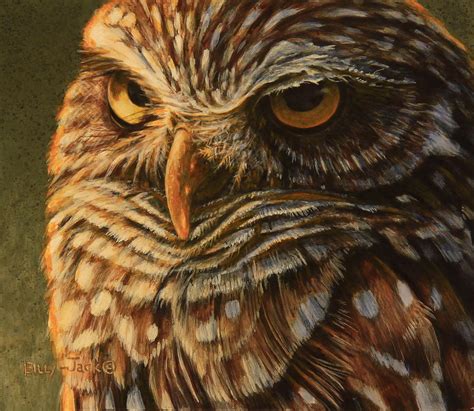 Burrowing Owl Portrait Painting by Billy-jack Milligan