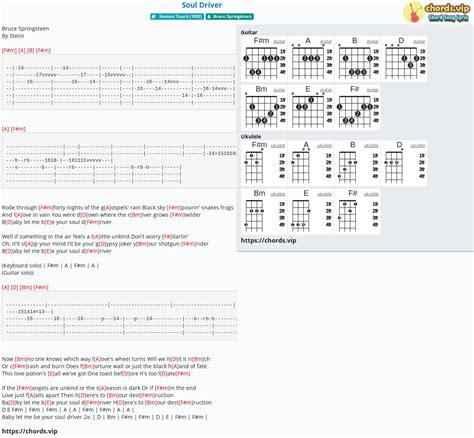 Chord: Soul Driver - Bruce Springsteen - tab, song lyric, sheet, guitar ...