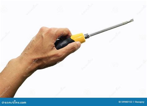 Hand Holding Screwdriver Stock Photo - Image: 59980152